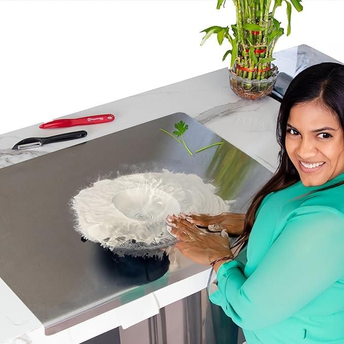 All-in-One Stainless Steel Chopping Board (35x31cm)
